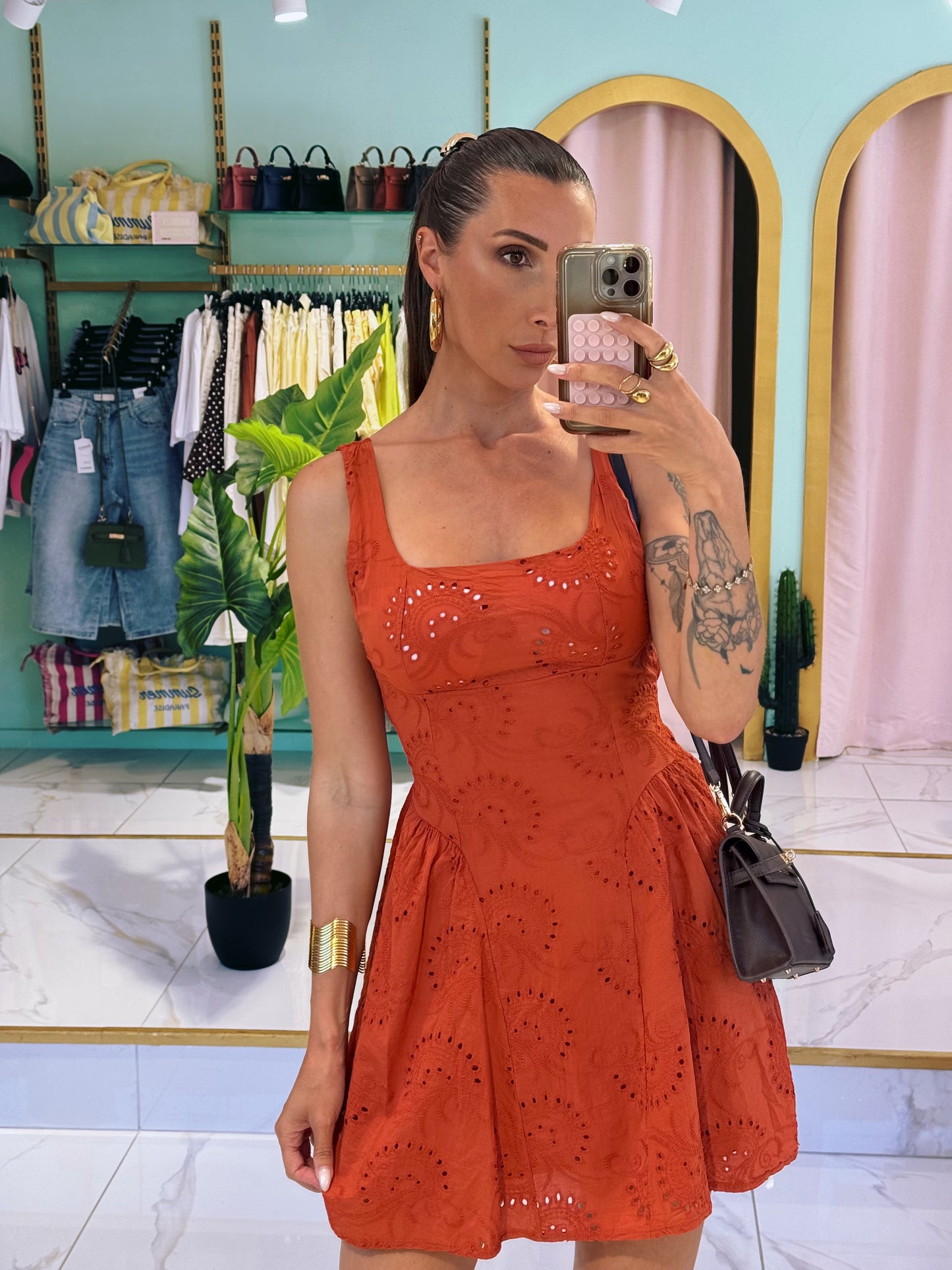Robe crochet patineuse - terracota