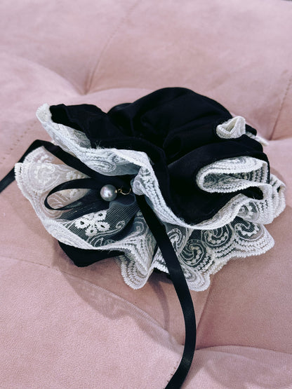 Chouchou xxl noir et dentelle