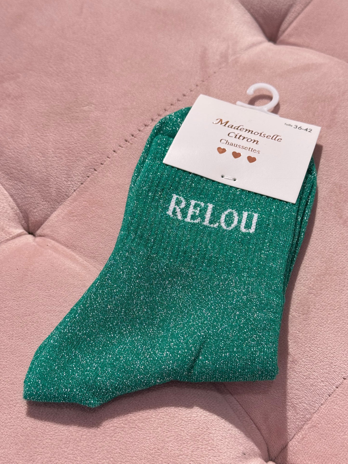 Chaussettes pailletées - message relou