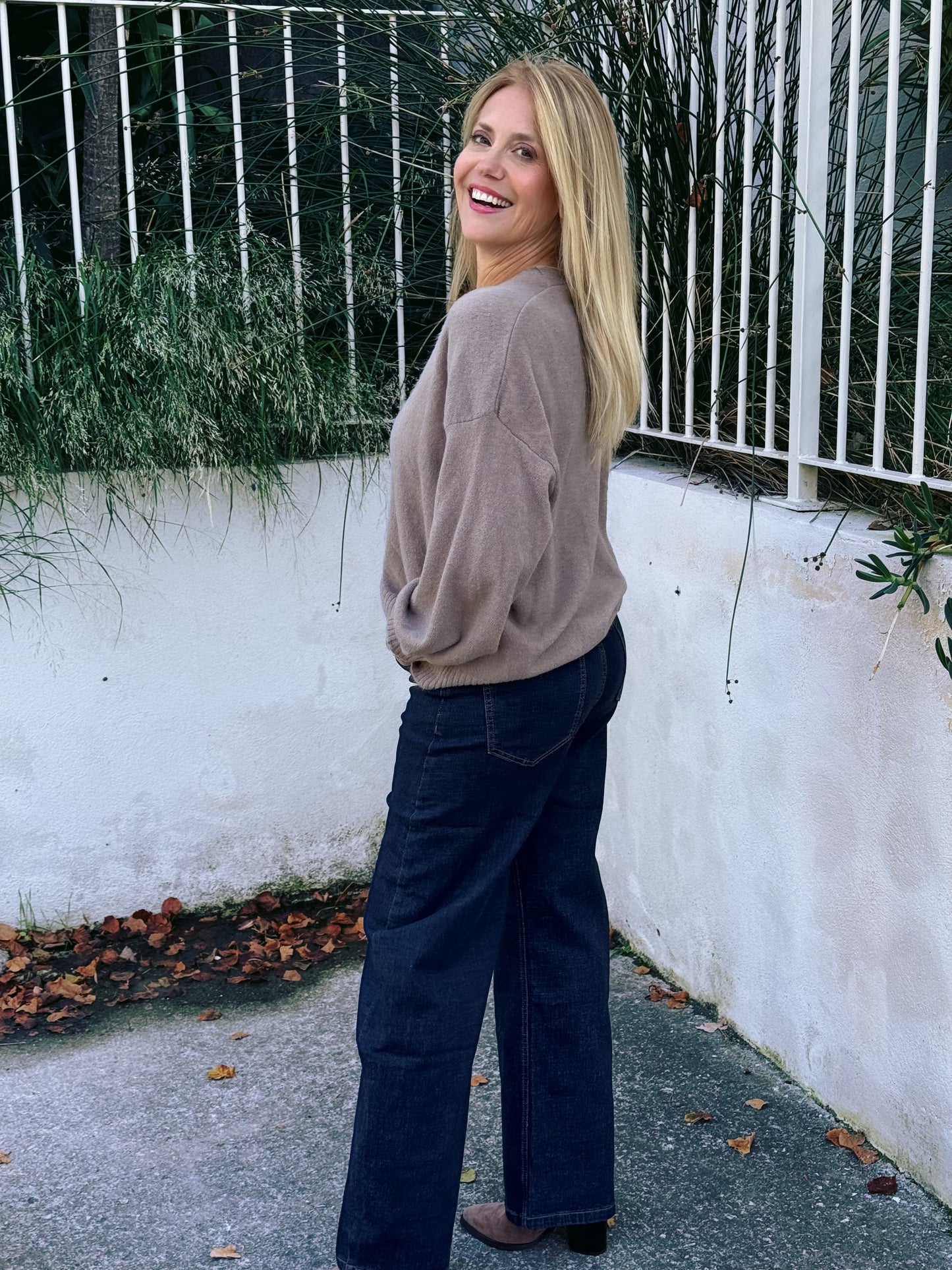 Gilet en maille manche longue taupe