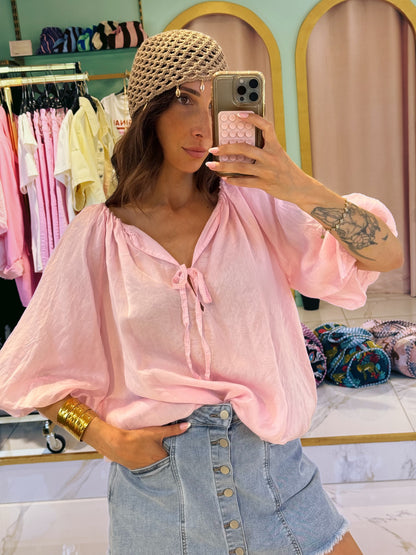 Blouse bouffante aérienne - rose