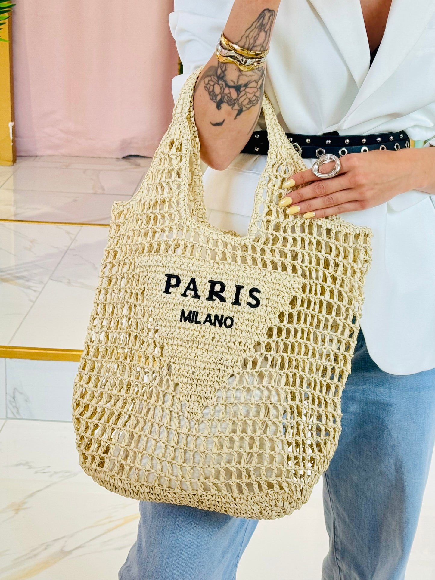 Sac d’été façon jute – Paris Milano beige