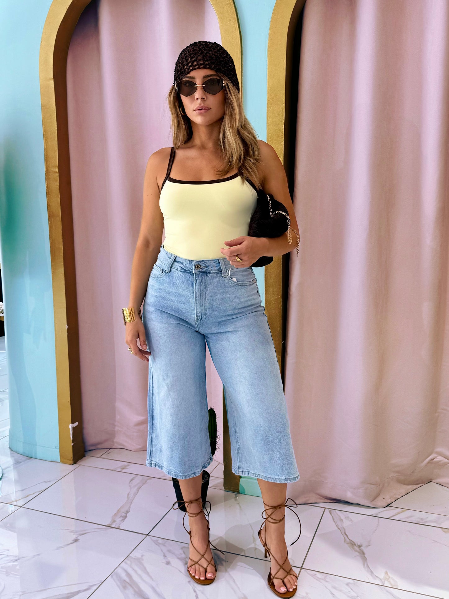 Bermuda long en jean bleu clair - marivy