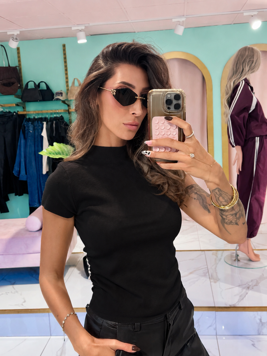 Top en Maille Froncé - noir