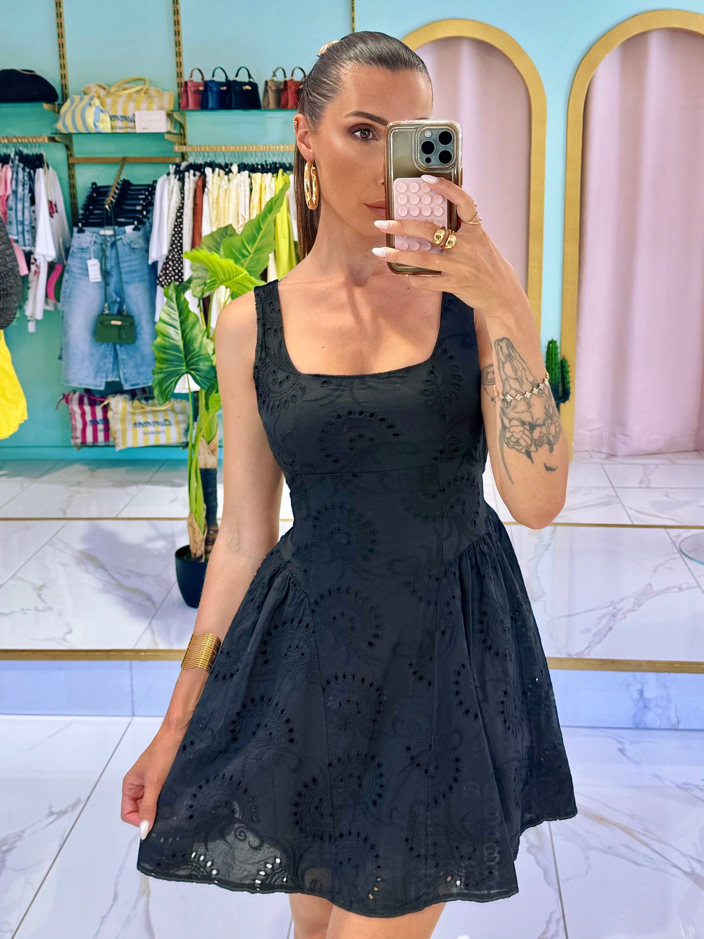 Robe crochet patineuse - noire