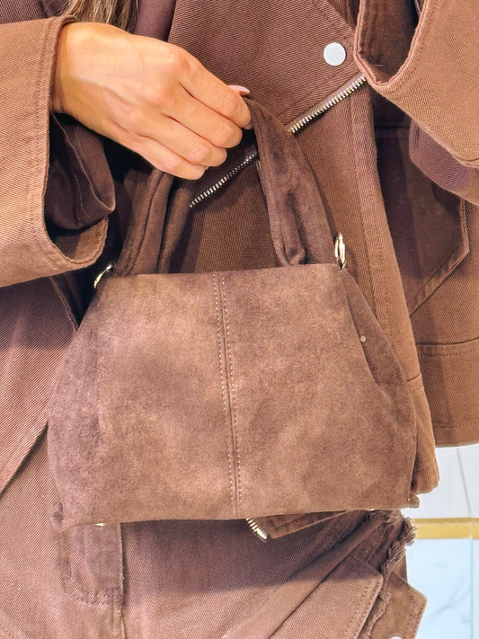 Sac dupe Pauline facon nubuck - chocolat