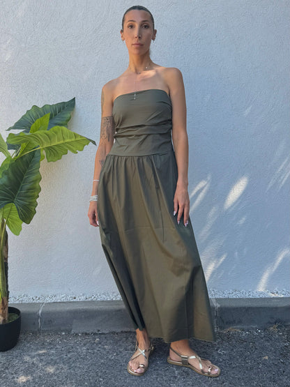 🌿 Robe Longue Bandeau – kaki