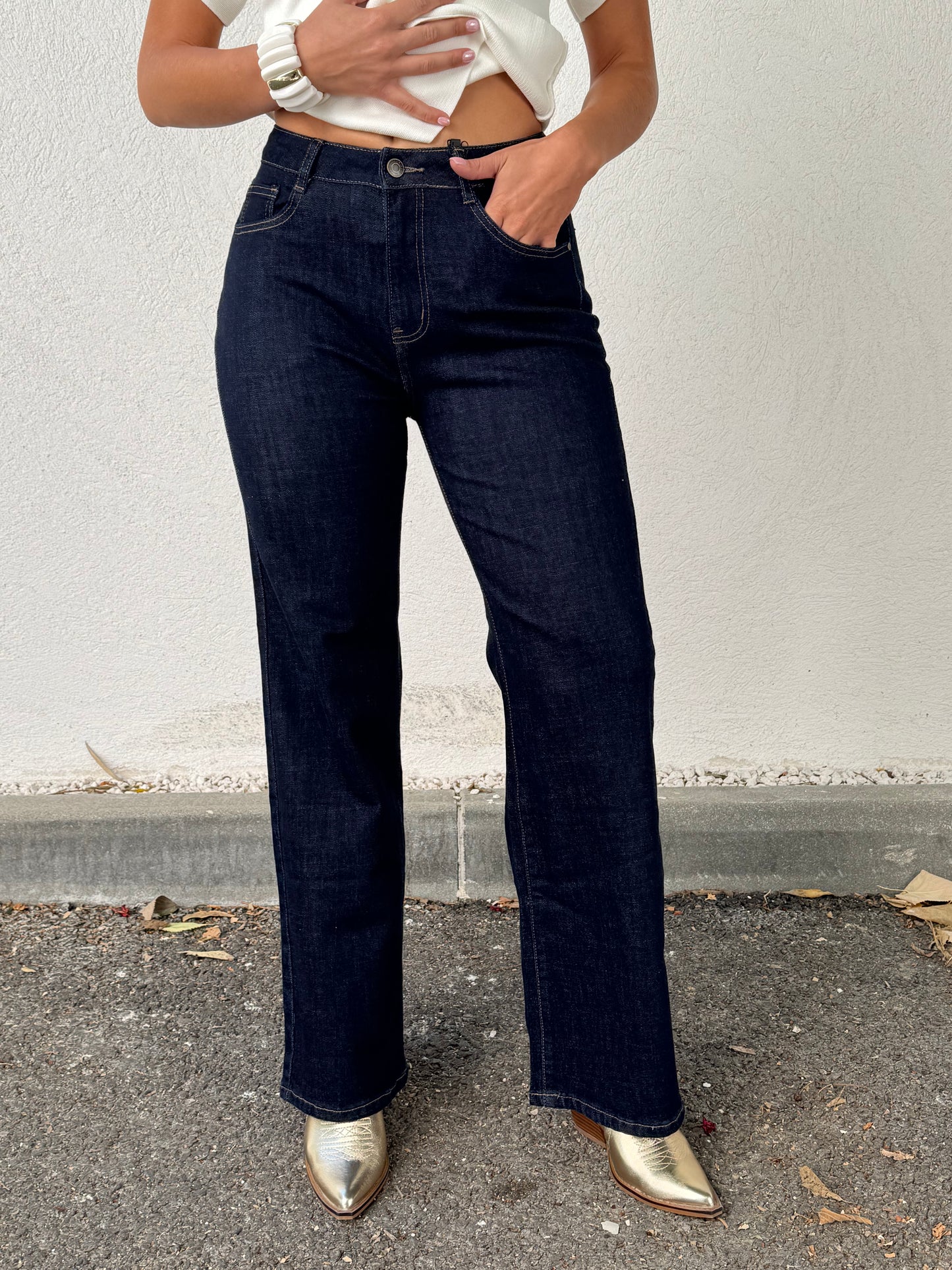 Jean brut femme – Coupe régulière – Taille haute stretch