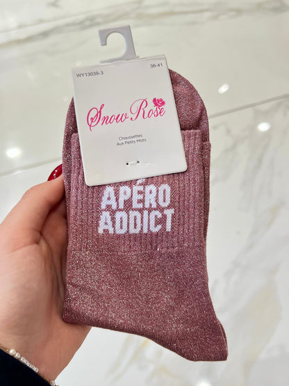 Chaussettes pailletées - message apéro addict