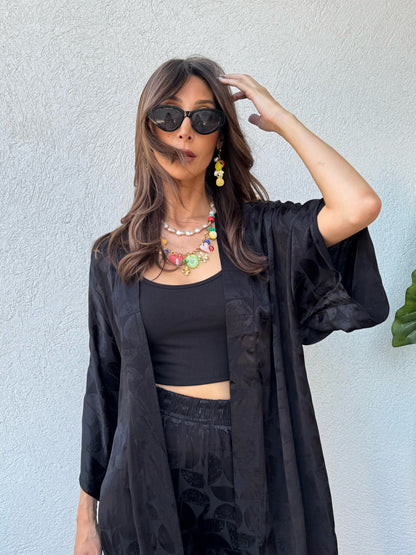 Ensemble kimono satiné noir