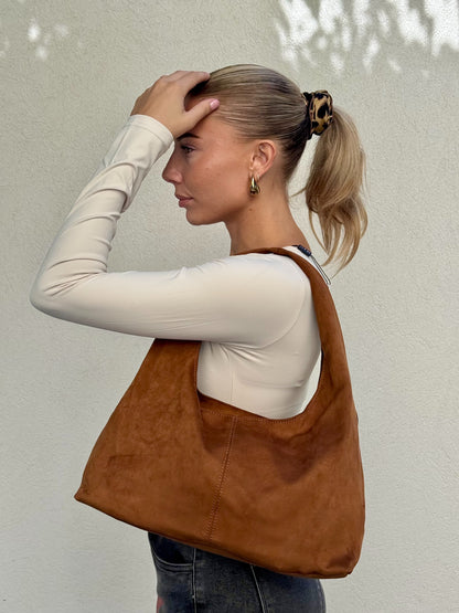 Sac besace façon nubuck Camel