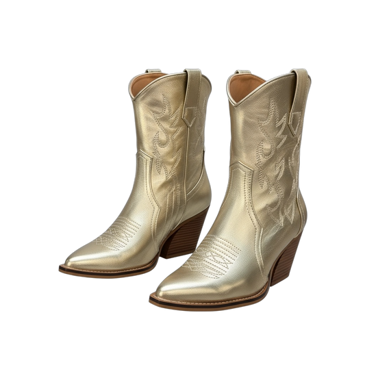 Bottines santiags dorées