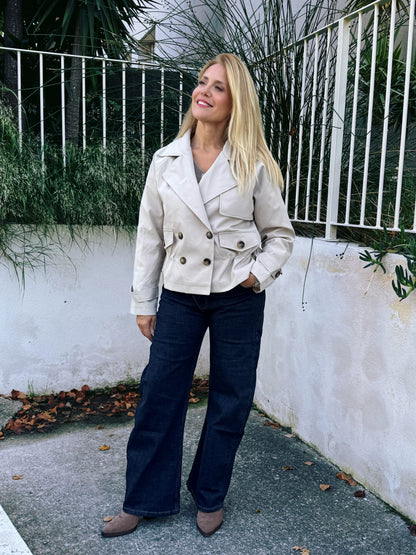 Trench Court Oversize avec Cordon Ajustable beige