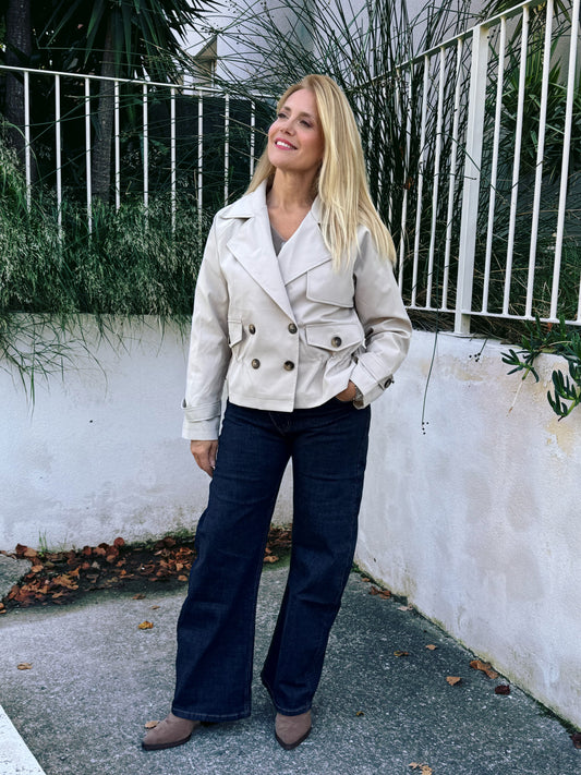 Trench Court Oversize avec Cordon Ajustable beige