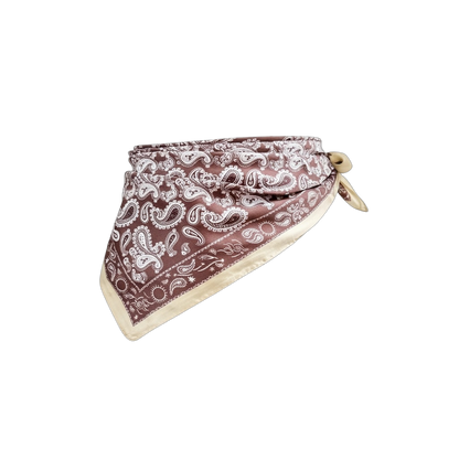Foulard carré satin marron et beige