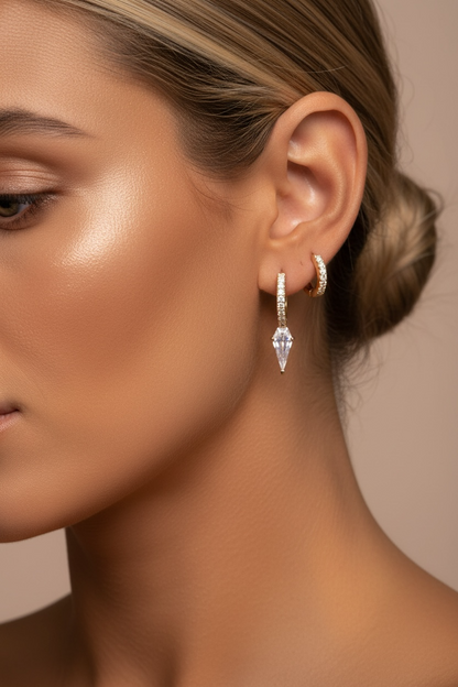 Boucle d’oreille petit anneau et triangle strass gamme spacy