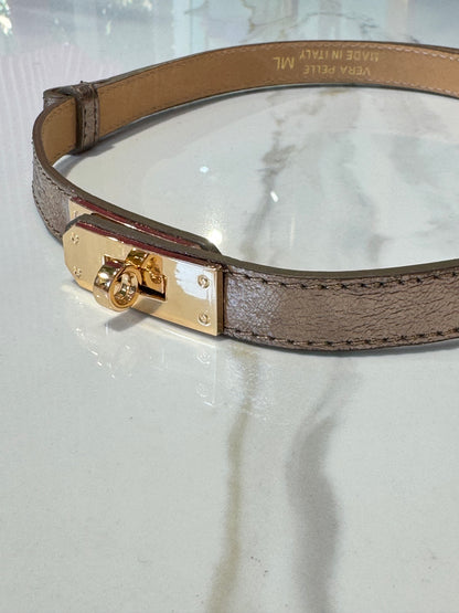 Ceinture en cuir brillant bronze