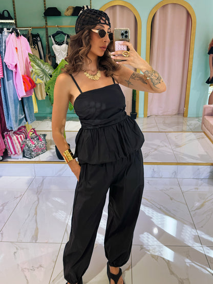 Ensemble nomade top & pantalon baloon - noir