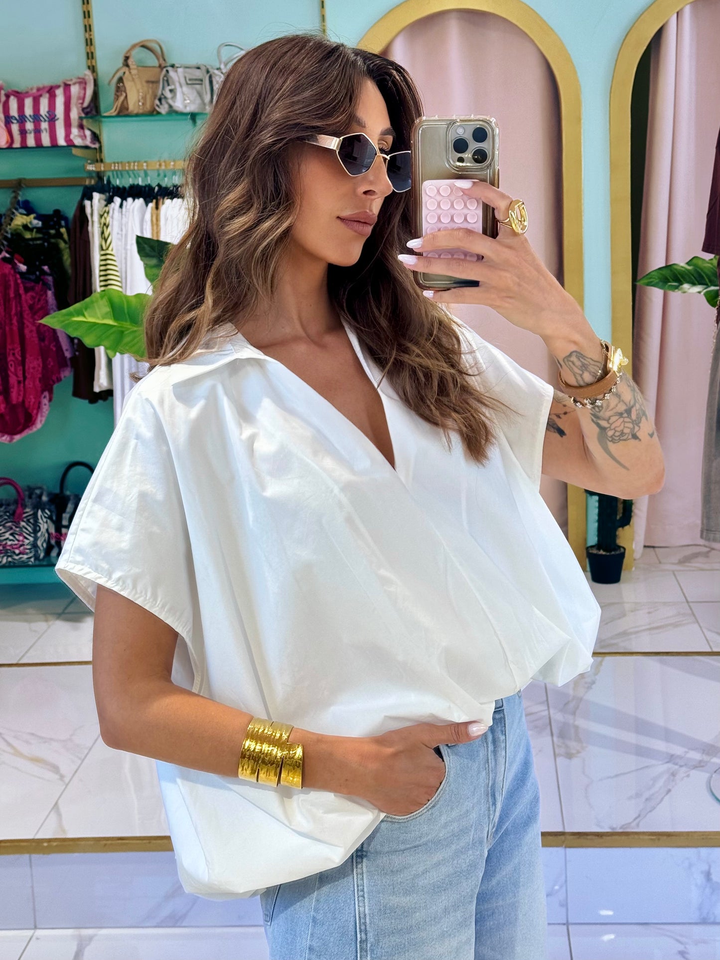 Chemise maxi oversize sans manches - blanc