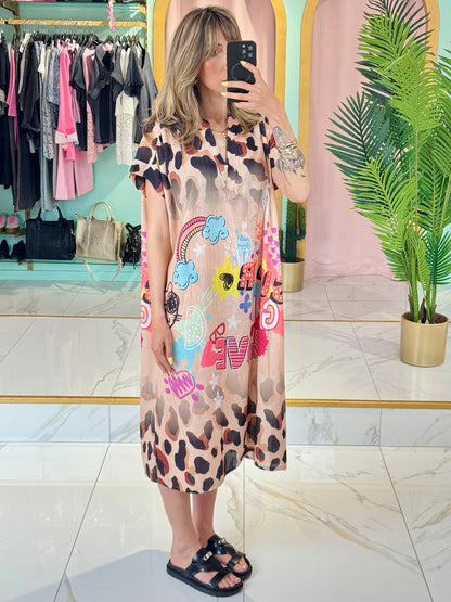 Robe imprimée détail léopard