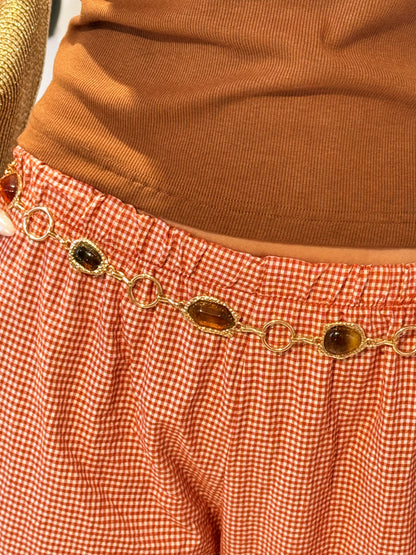 Ceinture chaîne pierres marrons