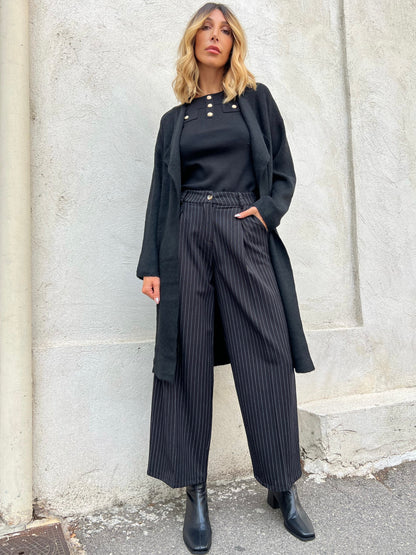 Top en maille avec boutons noir