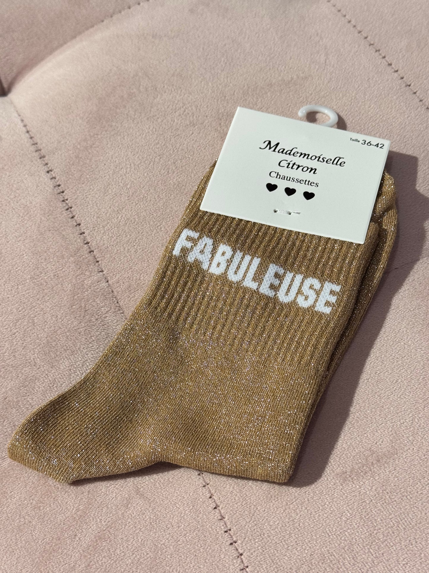 Chaussettes pailletées - message fabuleuse