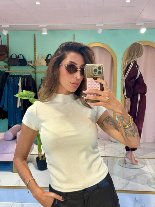 Top en Maille Froncé - crème