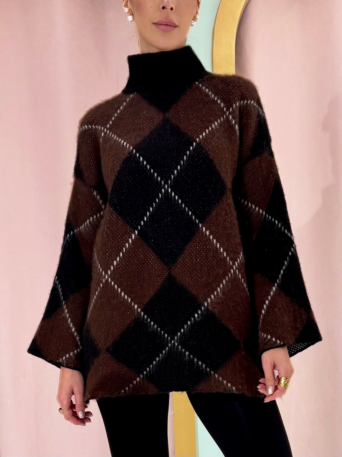 Tunique en maille Jacquard –noire