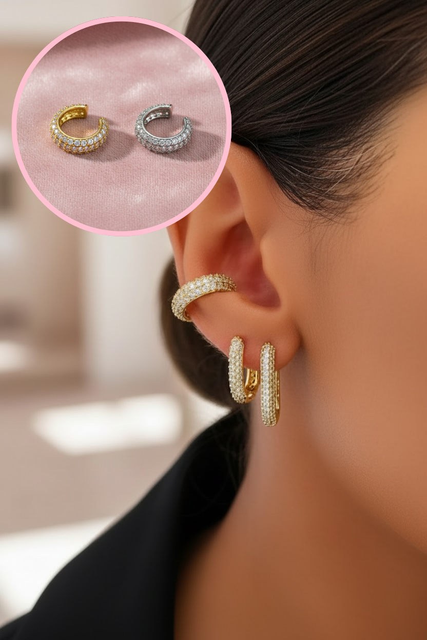 Bague d’oreille / faux piercing strass épais