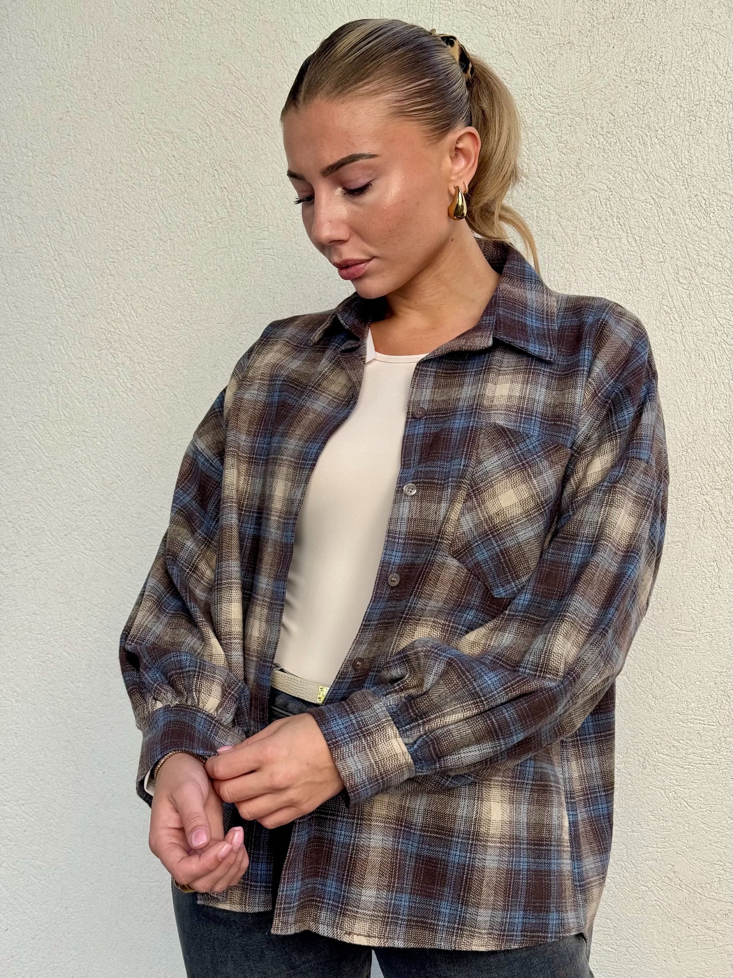 Chemise à carreaux bleu