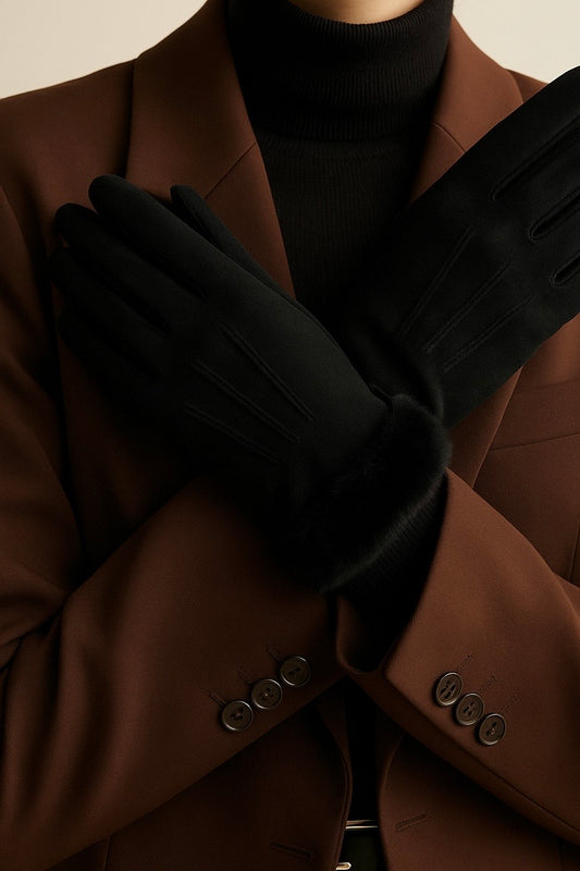 Gants dupe fourrés noirs