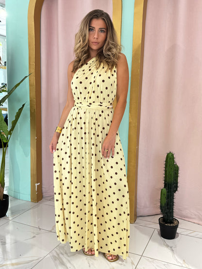 Robe Multi-Positions - jaune à pois marron