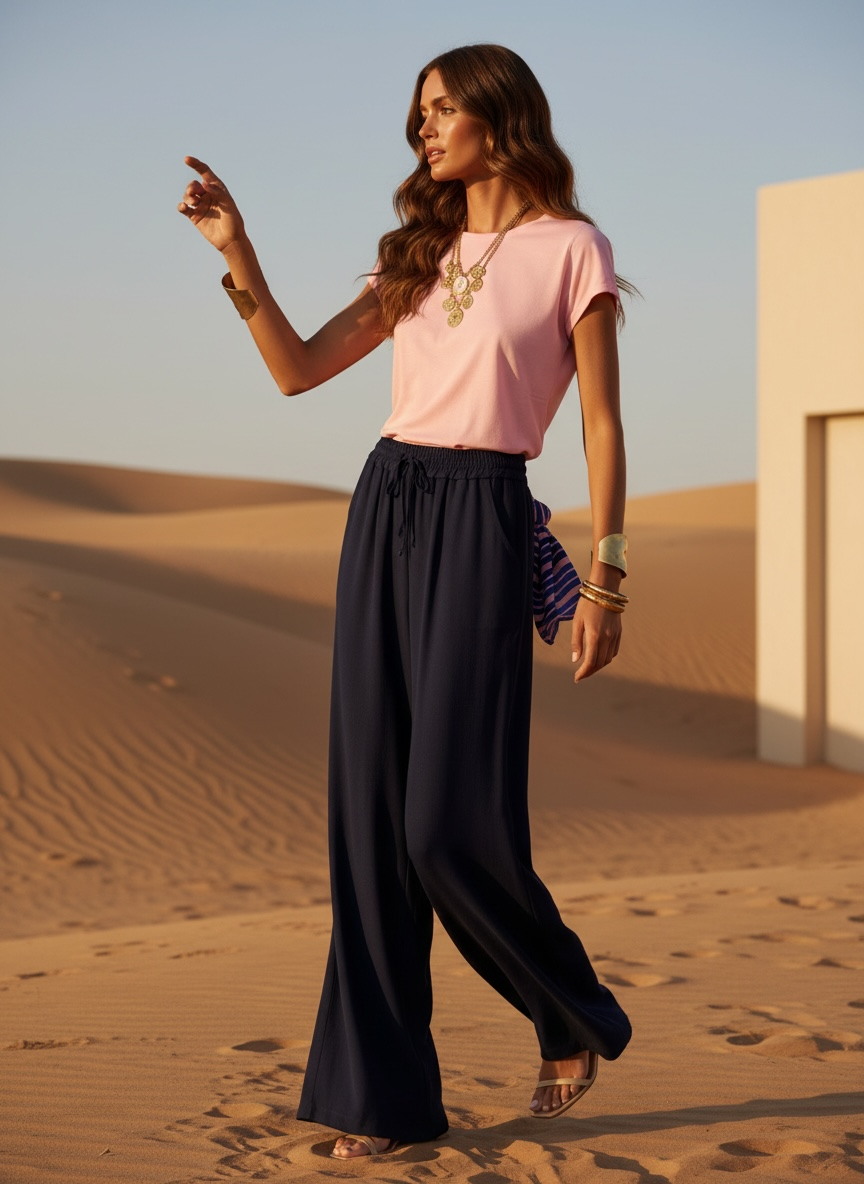 Pantalon fluide italien – bleu marine