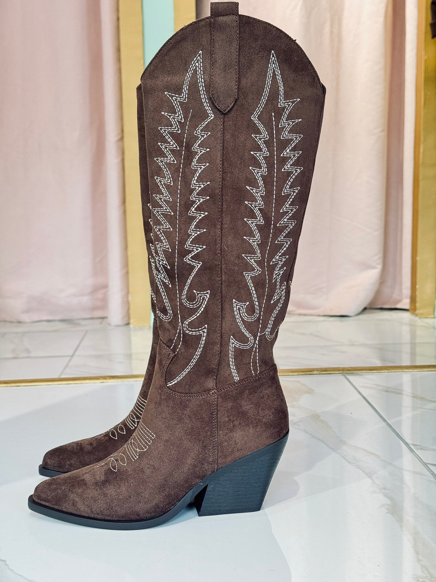 Santiags nubuck chocolat
