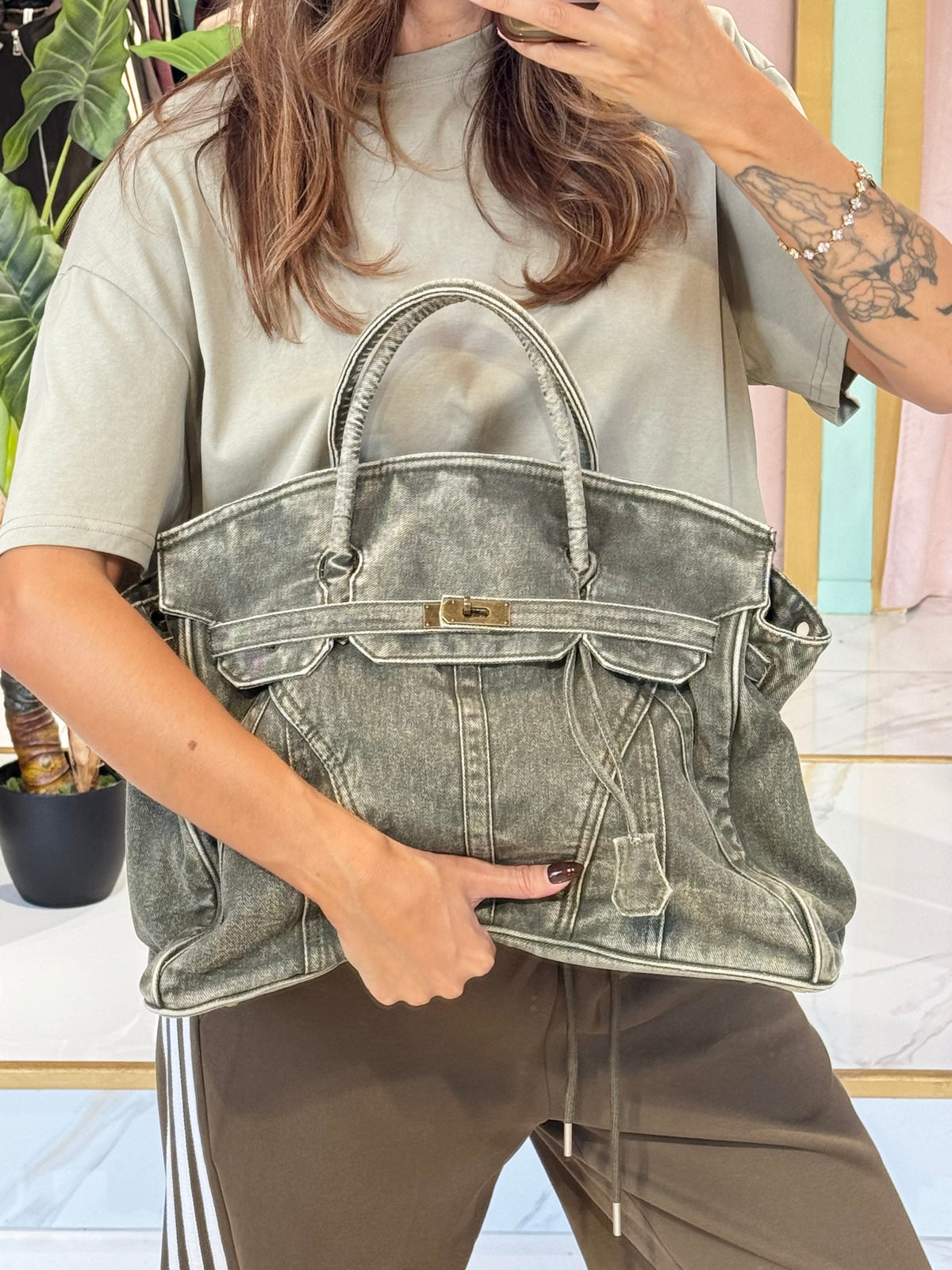Sac dupe Hector en jean - kaki