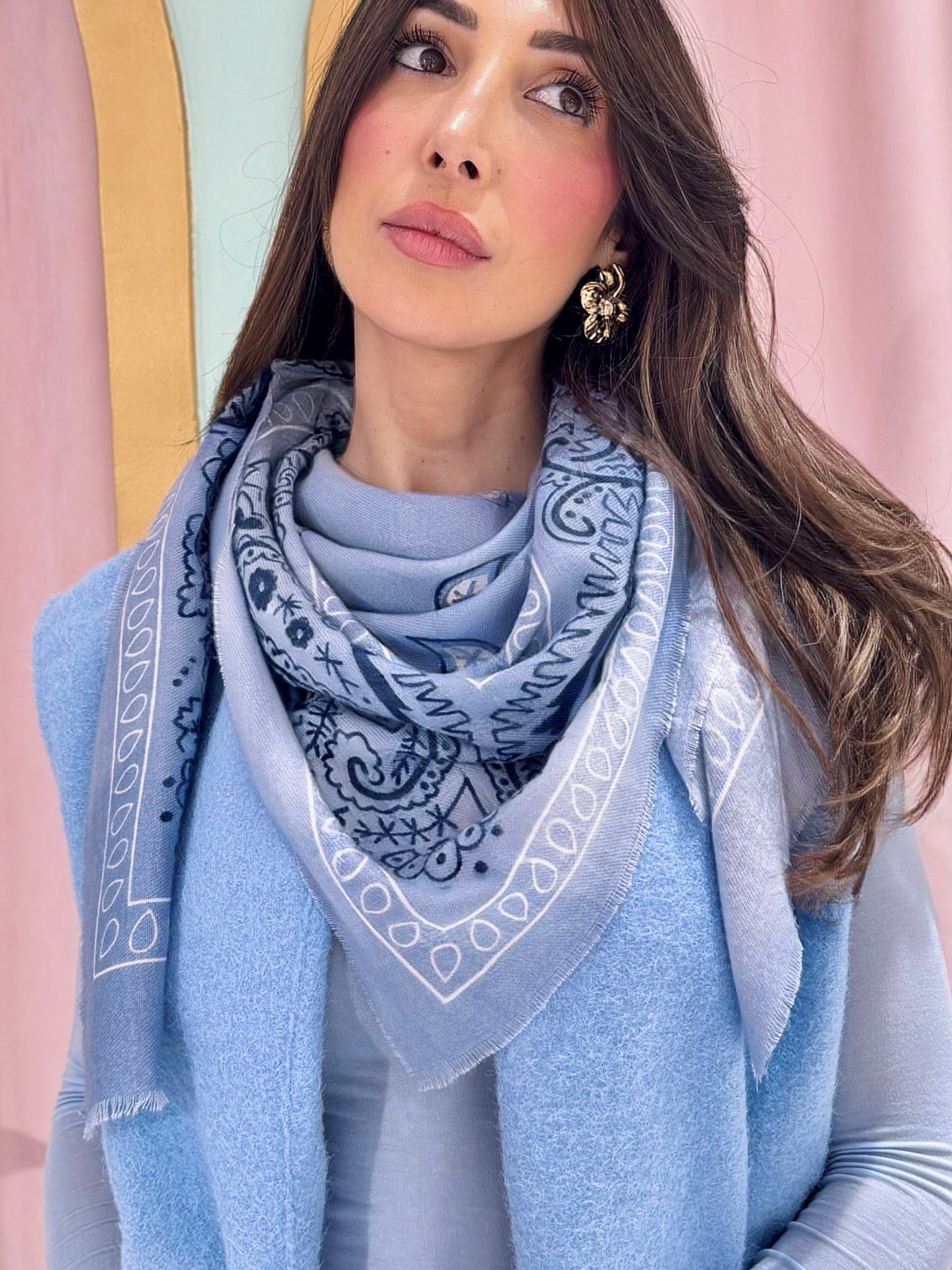 Chèche bandana bleu ciel