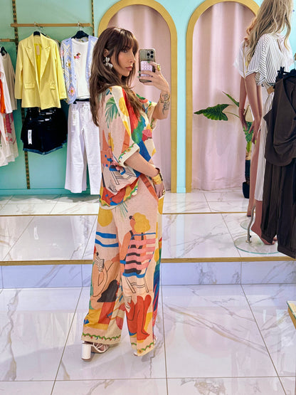 Ensemble top & pantalon perroquet