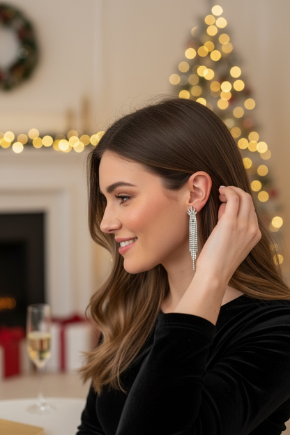 Boucle d’oreille cascade de strass modèle isabelle