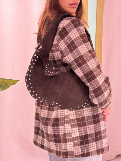 Sac hobo façon nubuck -chocolat