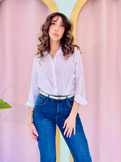 Chemise basique oversize unie blanche