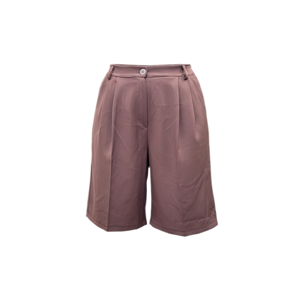Bermuda tailleur loose – Taille élastique – Marron