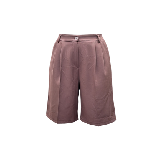Bermuda tailleur loose – Taille élastique – Marron