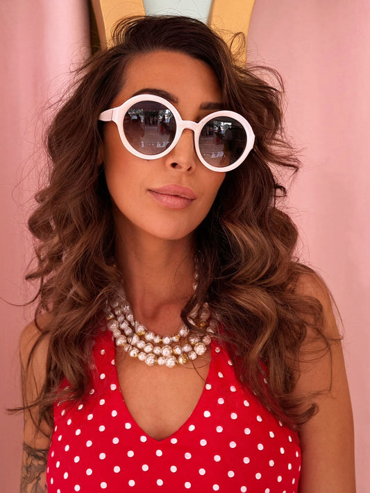 Lunettes de soleil ronde blanche