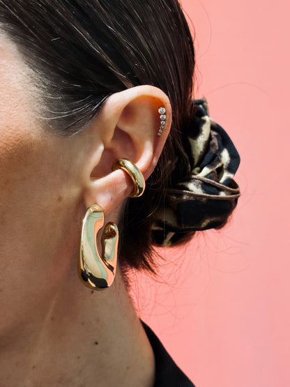 Bague d’oreille unisexe  épai & lisse doré