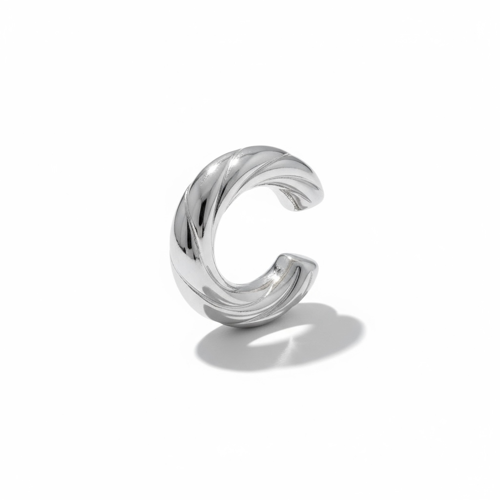 Bague d’oreille unisexe  épai & vague  argenté