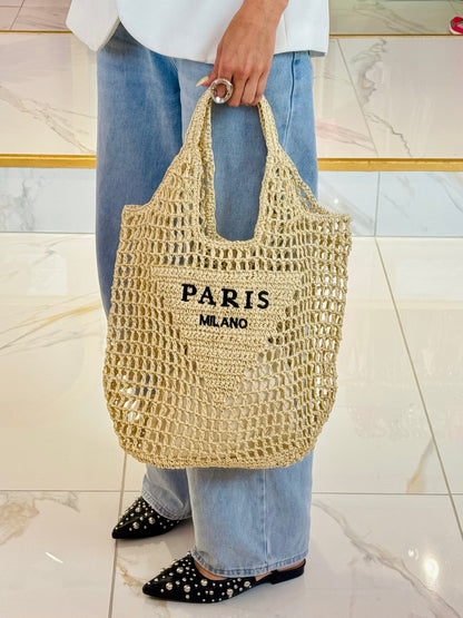 Sac d’été façon jute – Paris Milano beige