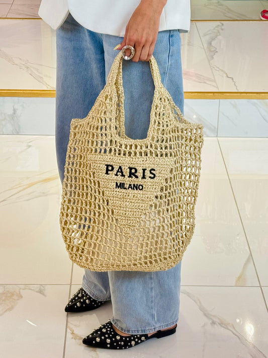 Sac d’été façon jute – Paris Milano beige