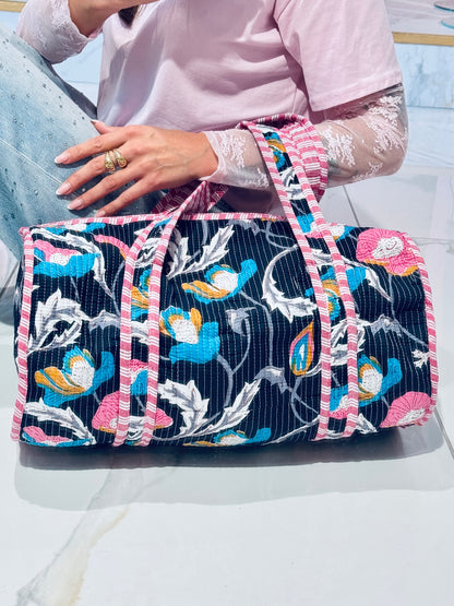 Sac week-end matelassé + pochette offerte - noir