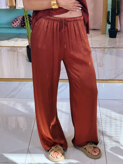 Pantalon Satiné fluide - terracota